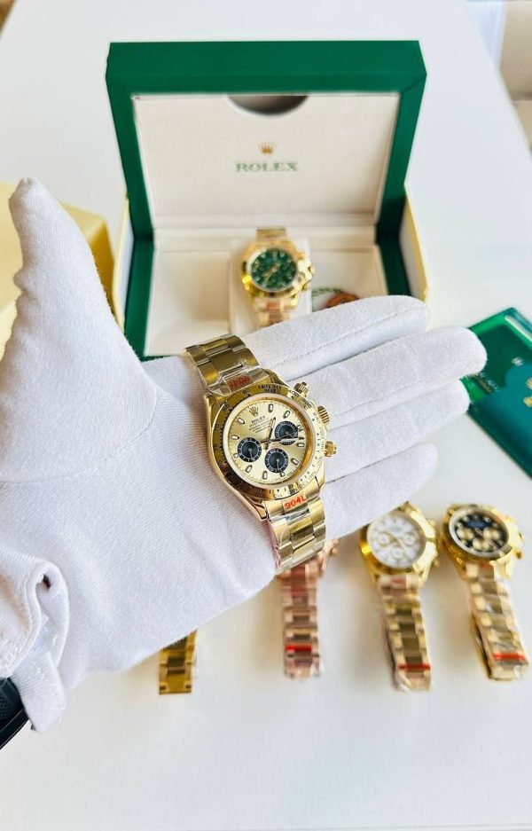 Rolex Cosmograph Daytona Yellow Gold Chain Strap Champagne Dial Watches For Men's