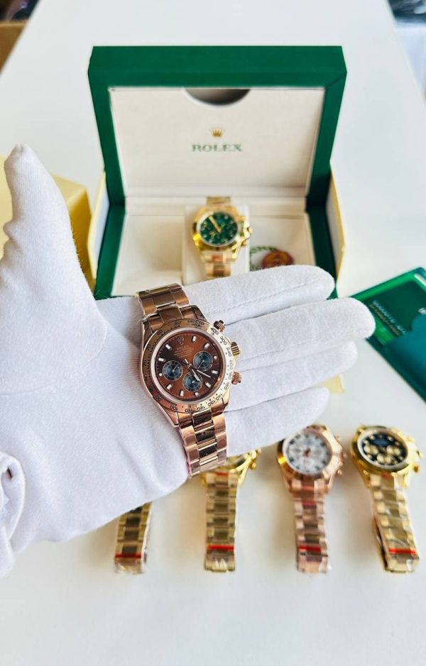 Rolex Cosmograph Daytona Rose Gold Chain Strap Chocolate Dial Watches For Men's