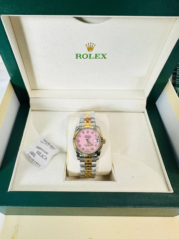 Rolex Datejust Pink Dial Fluted & Jubilee Two-Tone Yellow Gold Women's Watch