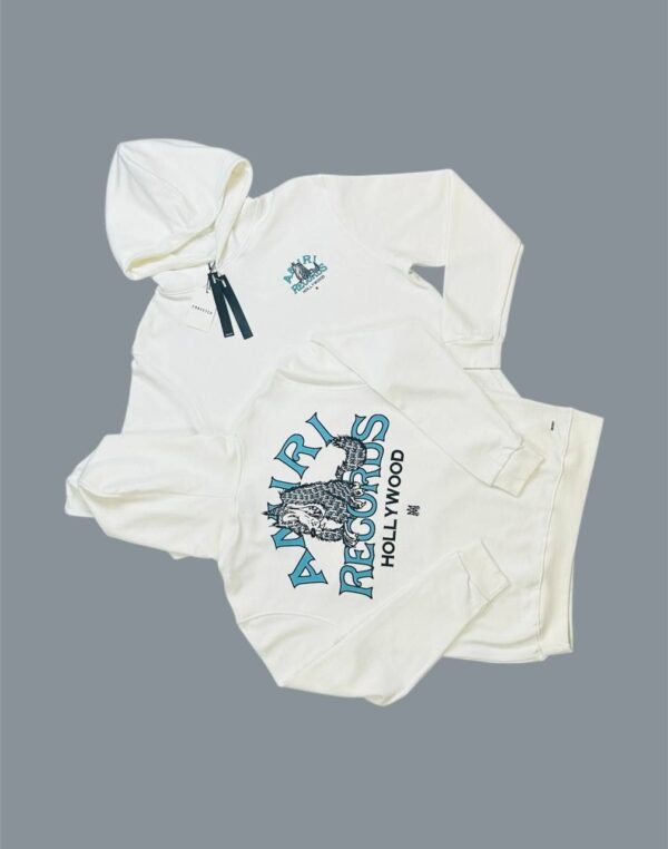 Amiri Records Wolf Hoodie For Men's in White Color