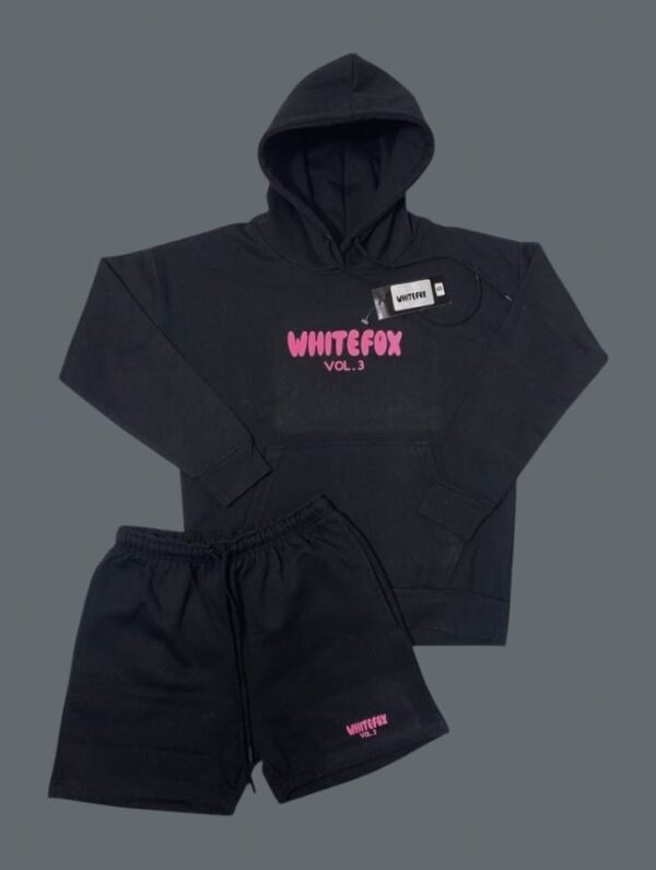 White Fox Logo Printed Hoodie & Shorts Set For Women's in Different Colors