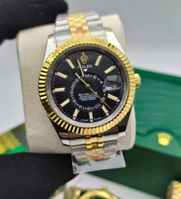 Rolex Sky-Dweller 336933 Jubilee Black Dial Two Tone Chain Strap Men's Watch