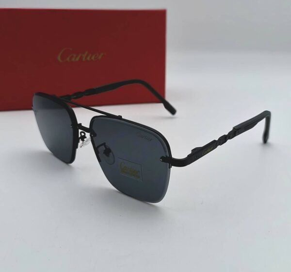 Cartier Aviator Style Black Metal Frame Sunglasses