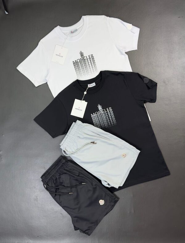 Moncler Blurred / Faded Logo Graphic Crewneck T-Shirt & Shorts Set