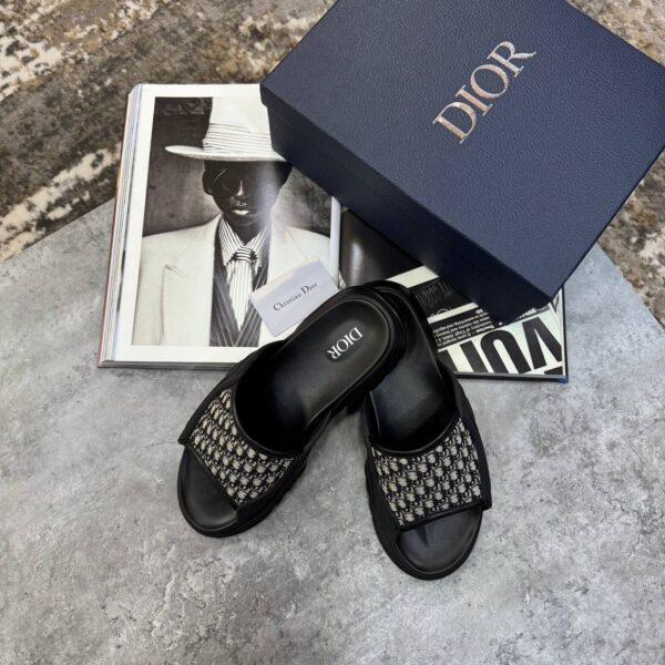 Dior Men's H-Town Oblique Jacquard Slides In 2 Colors