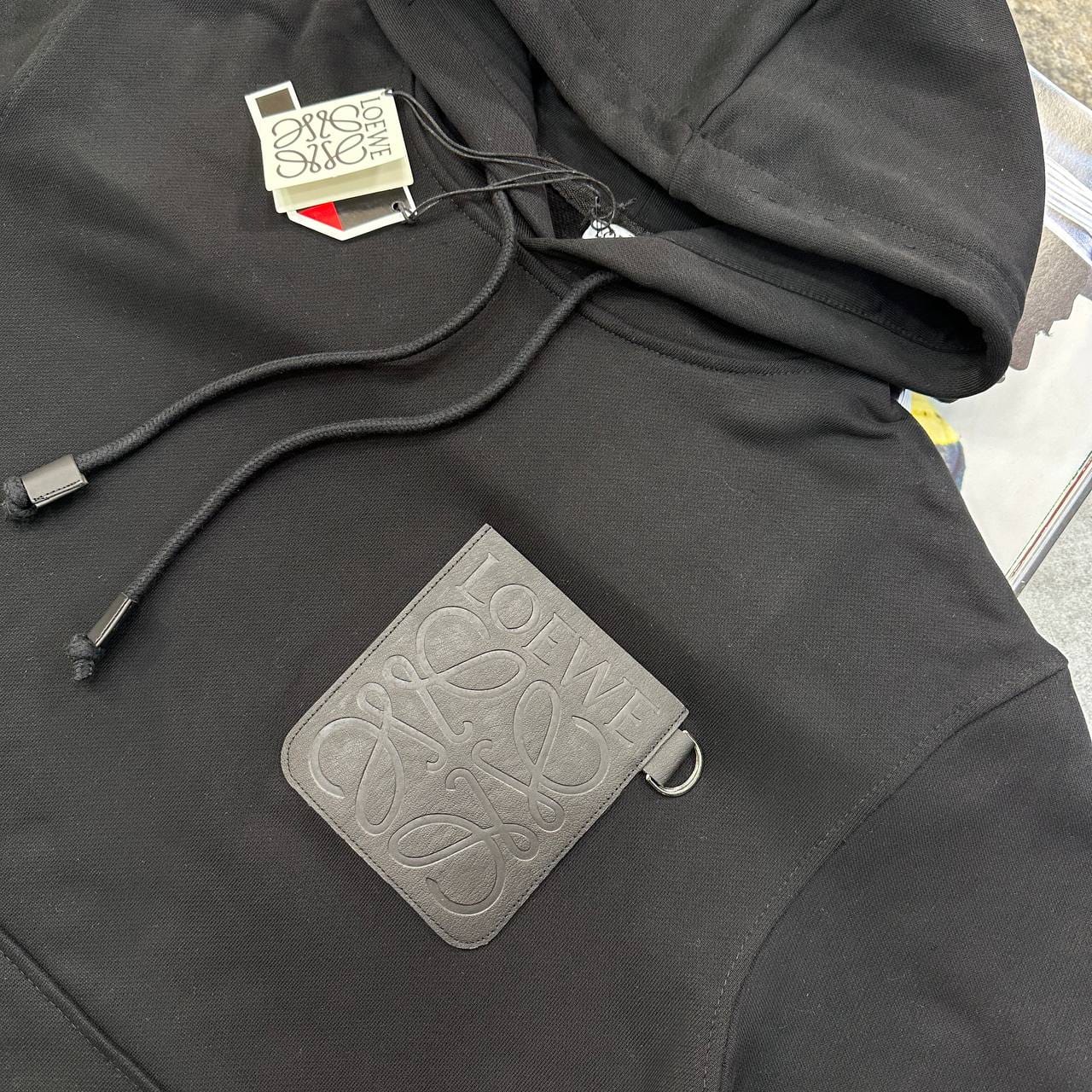 LOEWE Anagram Leather Patch Hoodie - Image 2